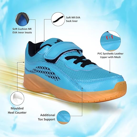 NIVIA FLASH KIDS BADMINTON SHOE - SKY BLUE/BLACK