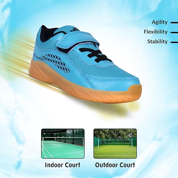 NIVIA FLASH KIDS BADMINTON SHOE - SKY BLUE/BLACK