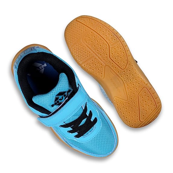 NIVIA FLASH KIDS BADMINTON SHOE - SKY BLUE/BLACK