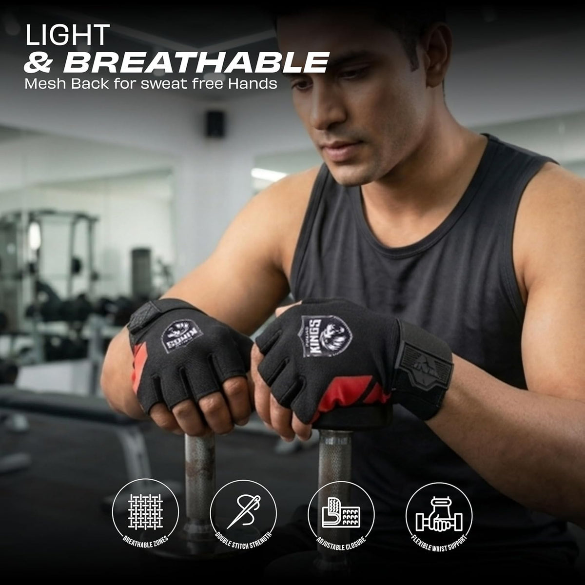 NIVIA PUNJAB KINGS TALON GYM GLOVES BLACK-MEDIUM