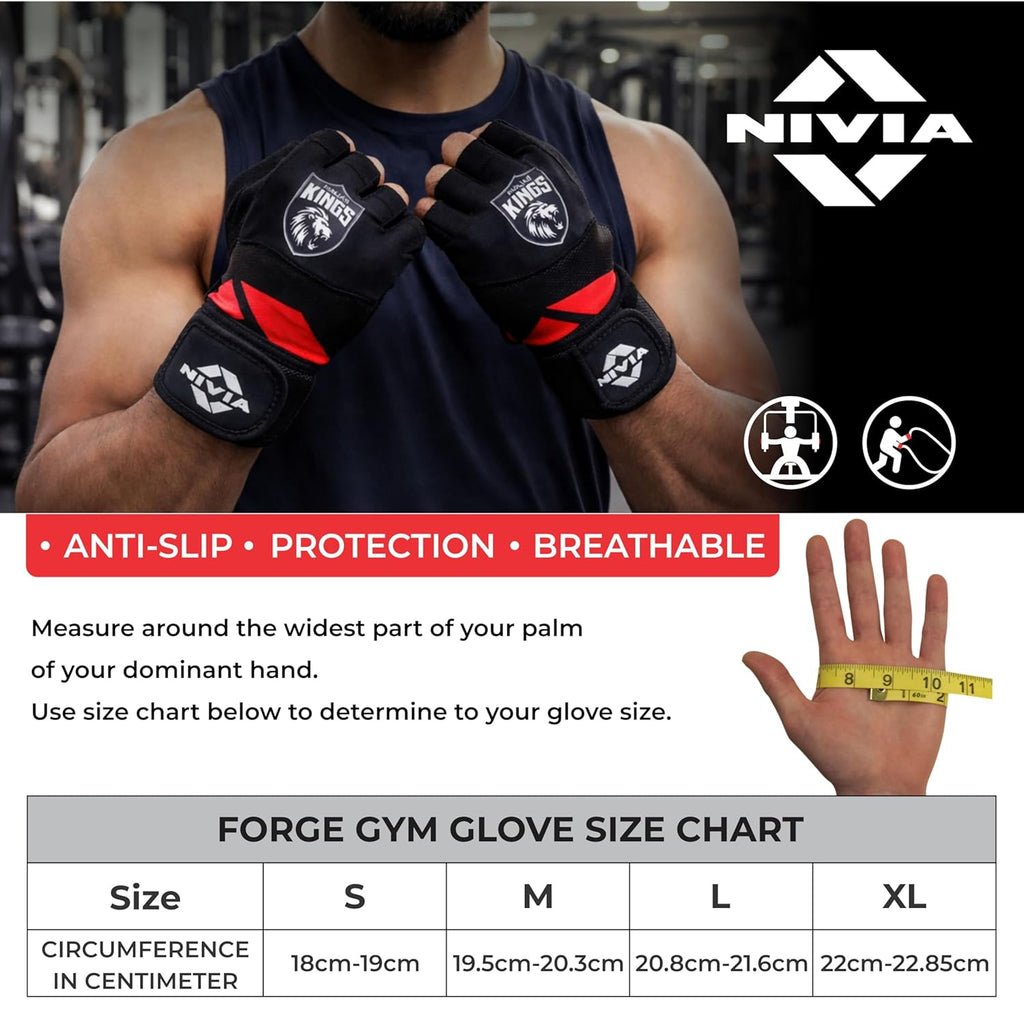 NIVIA PUNJAB KINGS FORGE CROSS TRAINING GLOVES BLACK-MEDIUM