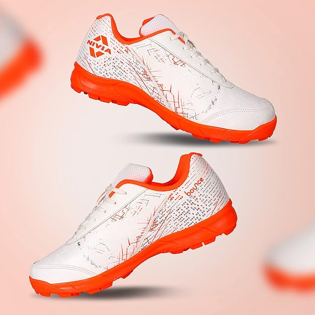 NIVIA BOUNCE CRICKET SHOE - WHITE/ORANGE 09/2