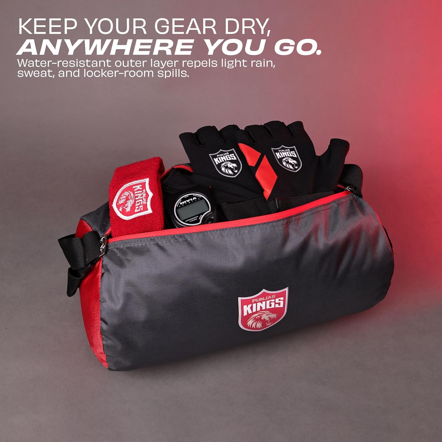 NIVIA PUNJAB KINGS BASIC DUFFLE BAG-GREY