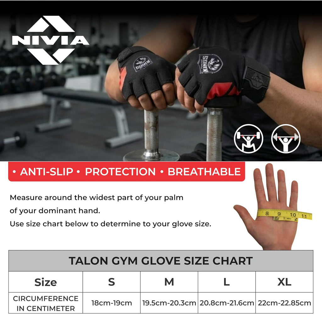 NIVIA PUNJAB KINGS TALON GYM GLOVES BLACK-MEDIUM