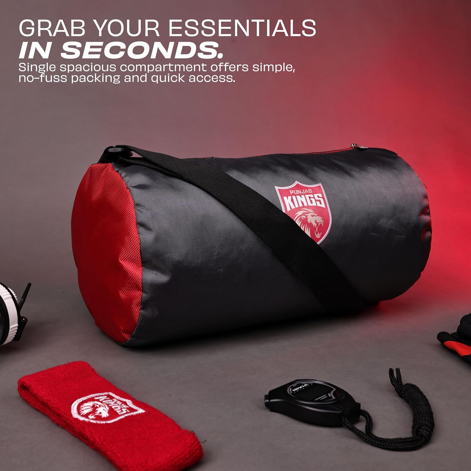 NIVIA PUNJAB KINGS BASIC DUFFLE BAG-GREY
