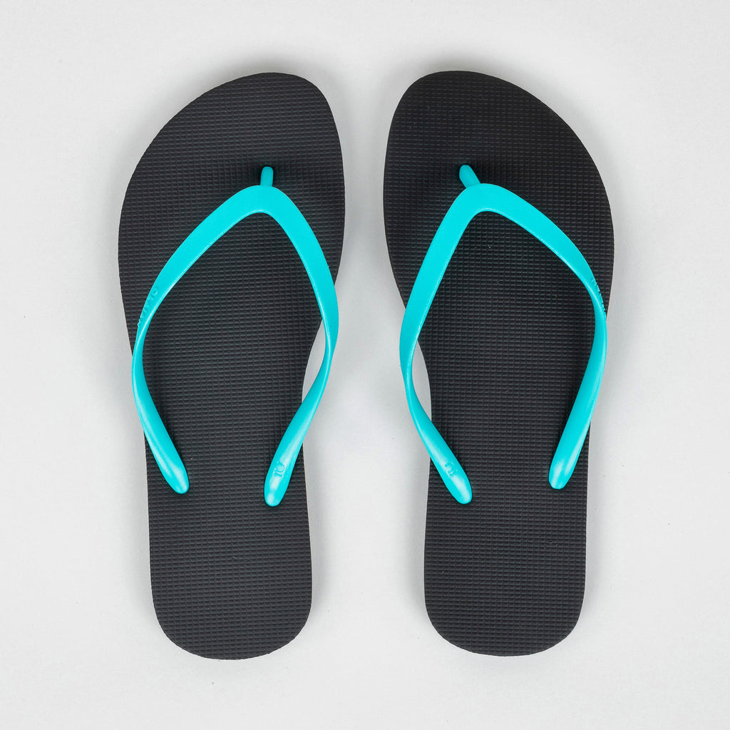 Women Slippers or Flip Flops 100 Turquoise and Black
