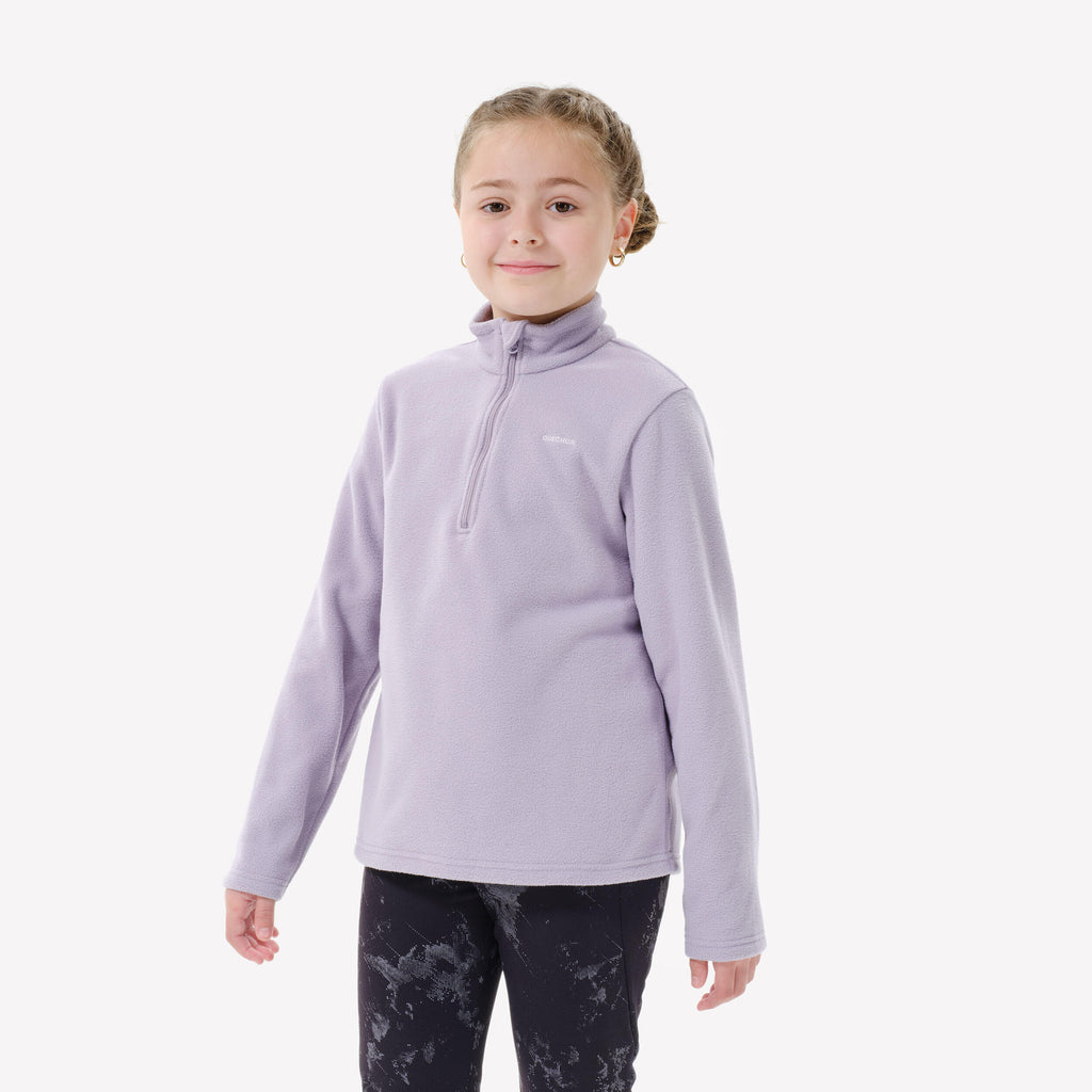 Kids’ hiking fleece jacket MH100 Half Zip, 7-15 years - Purple