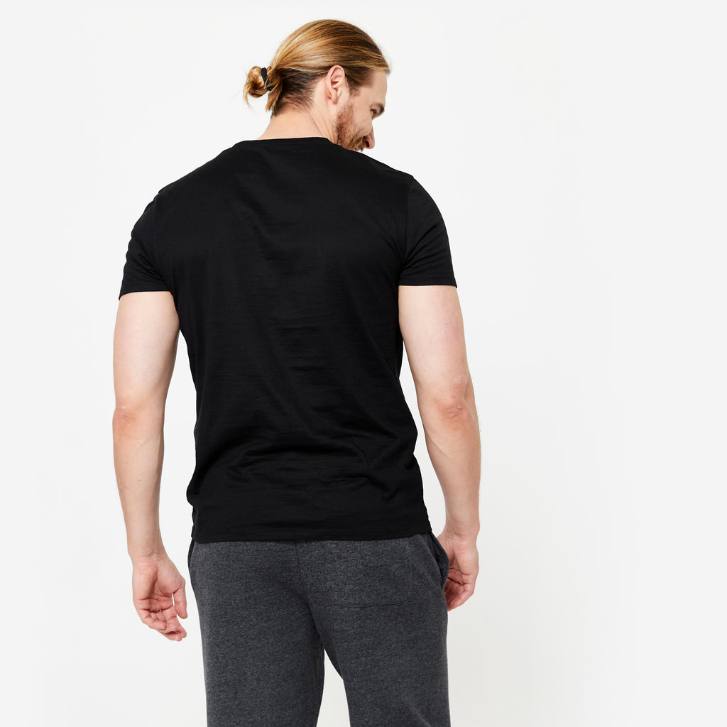 Men Gym T-Shirt Stretchable, Crew Neck, Sportee 100 - Black