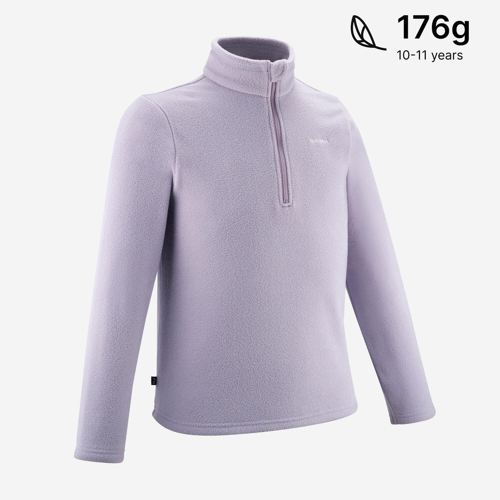 Kids’ hiking fleece jacket MH100 Half Zip, 7-15 years - Purple