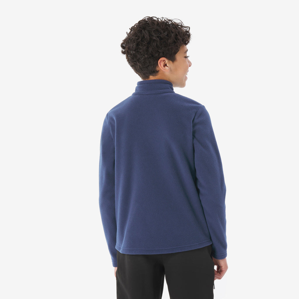 Kids Hiking Warm Fleece Jacket Low Weight, Half Zipped, MH100 - Navy Blue